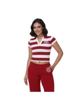 Women's Cropped Stripe Polo Top