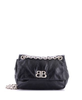 Mini Monaco Chain Flap Shoulder Bag Leather