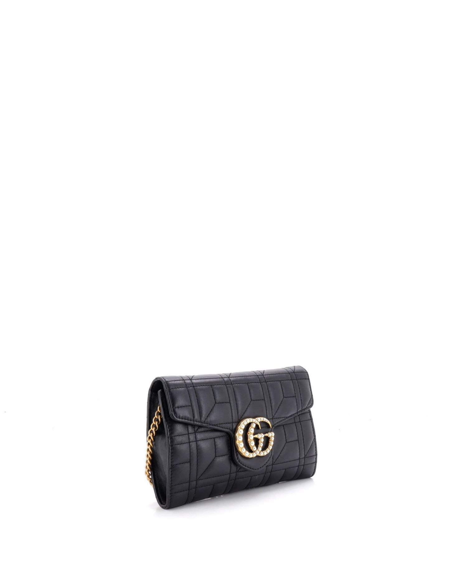 Mini Pearly GG Marmont Chain Wallet Matelasse Leather