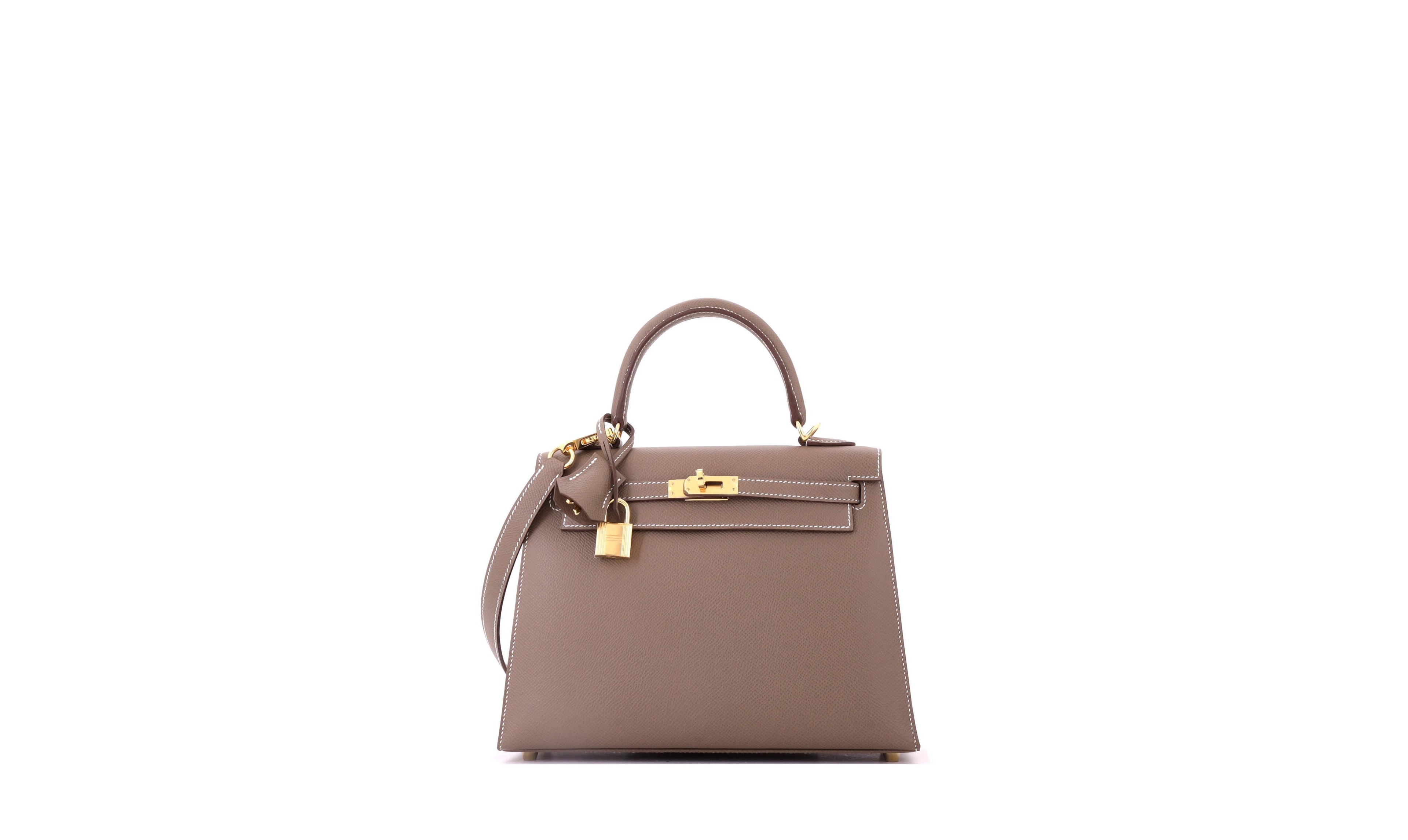 Pre-Owned Hermes Kelly 25 Handbag Grey Epsom with Gold Hardware