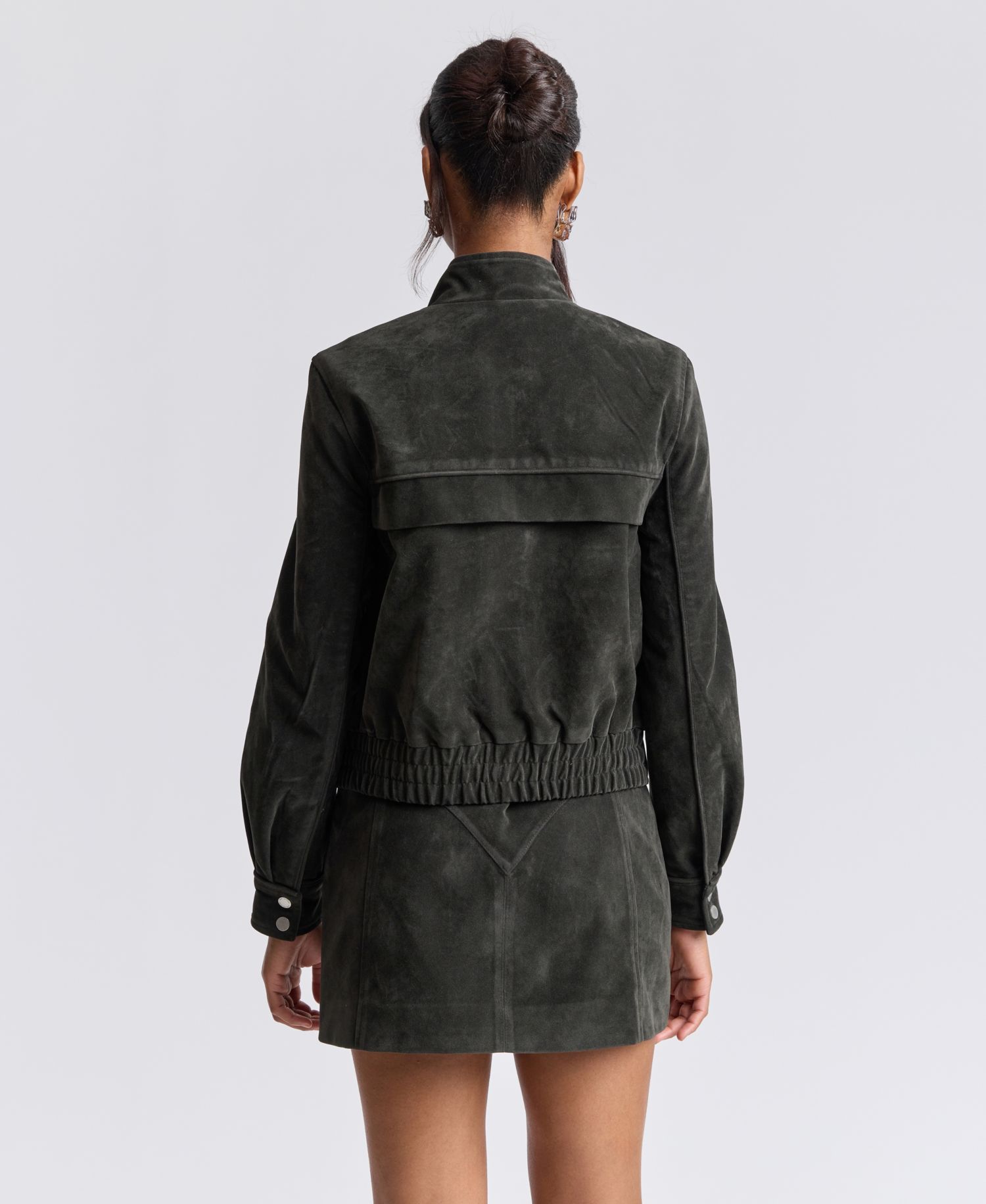 Women's Asymmetrical Bomber Zip-Front Faux Suede Jacket