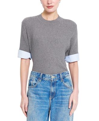 Women's Sienna Shirt Cuff Crewneck Short-Sleeve Sweater