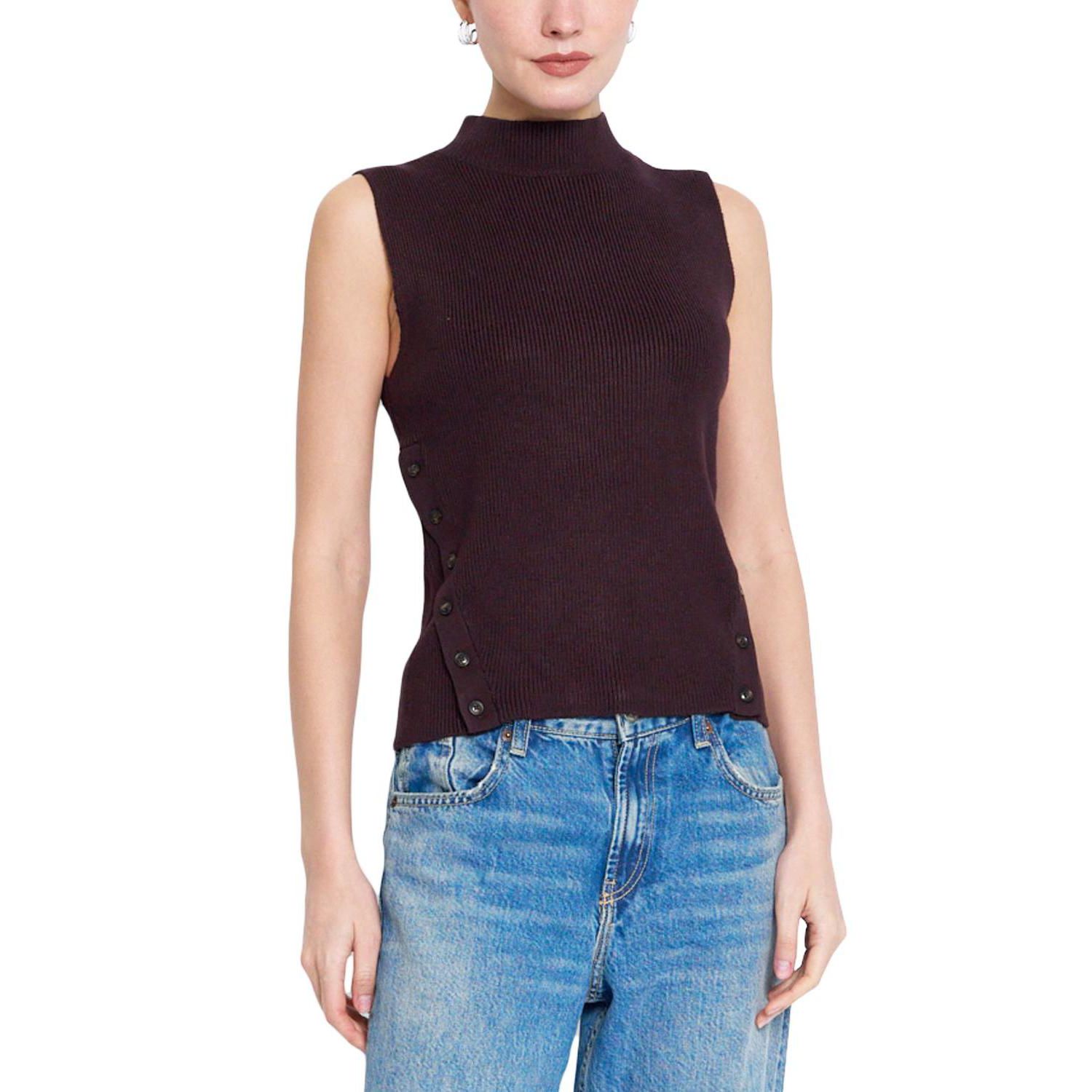 Women's Birch Mock-Neck Ribbed Sleeveless Sweater