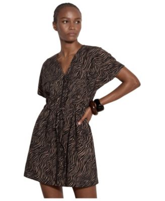 Women's A-Line Zebra-Print Mini Dress