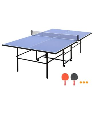 9feet Regulation Size Table Tennis Table Foldable with Wheels Playback Mode Indoor Ping Pong for Home Gym