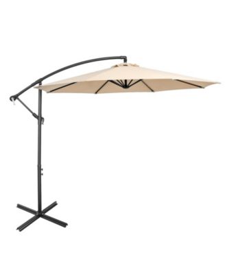 10 Feet Cantilever Patio Umbrella with 8 Ribs Tilt and Cross Base