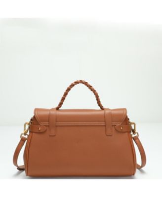Women's Lore Genuine Leather Heritage Satchel Bag, Top Handle Crossbody Shoulder Purse, Turn Lock Flap Messenger Work Handbag thumbnail 5