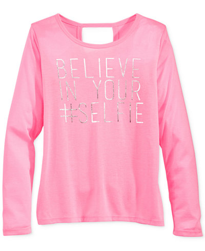 Ideology #Selfie Graphic-Print T-Shirt, Big Girls (7-16), Only at Macy's