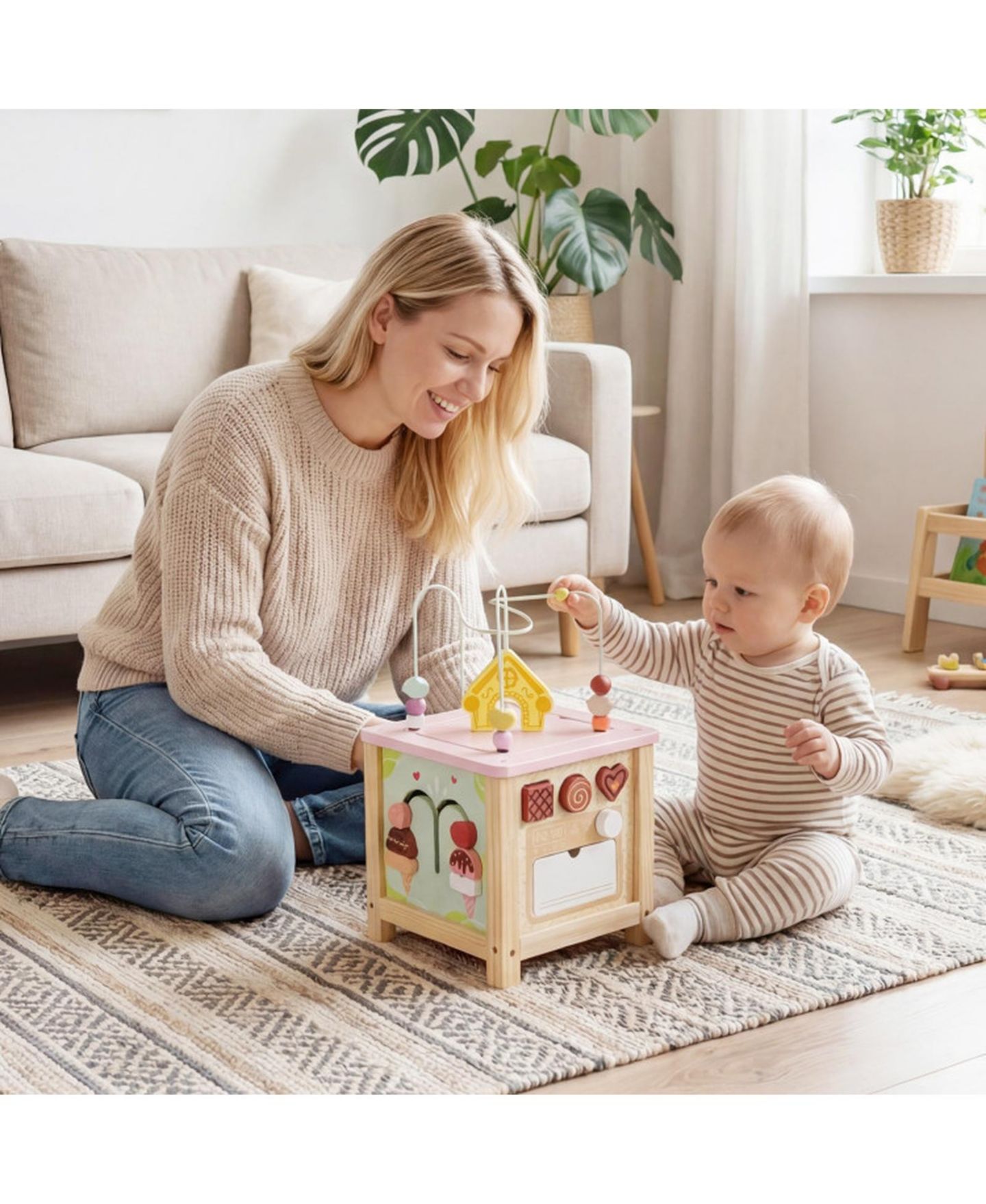 Детская игрушка SUGIFT Wooden Montessori Activity Cube Sensory Toy for Toddlers 18+ Months, цвет: Open Miscellaneous — фото 3