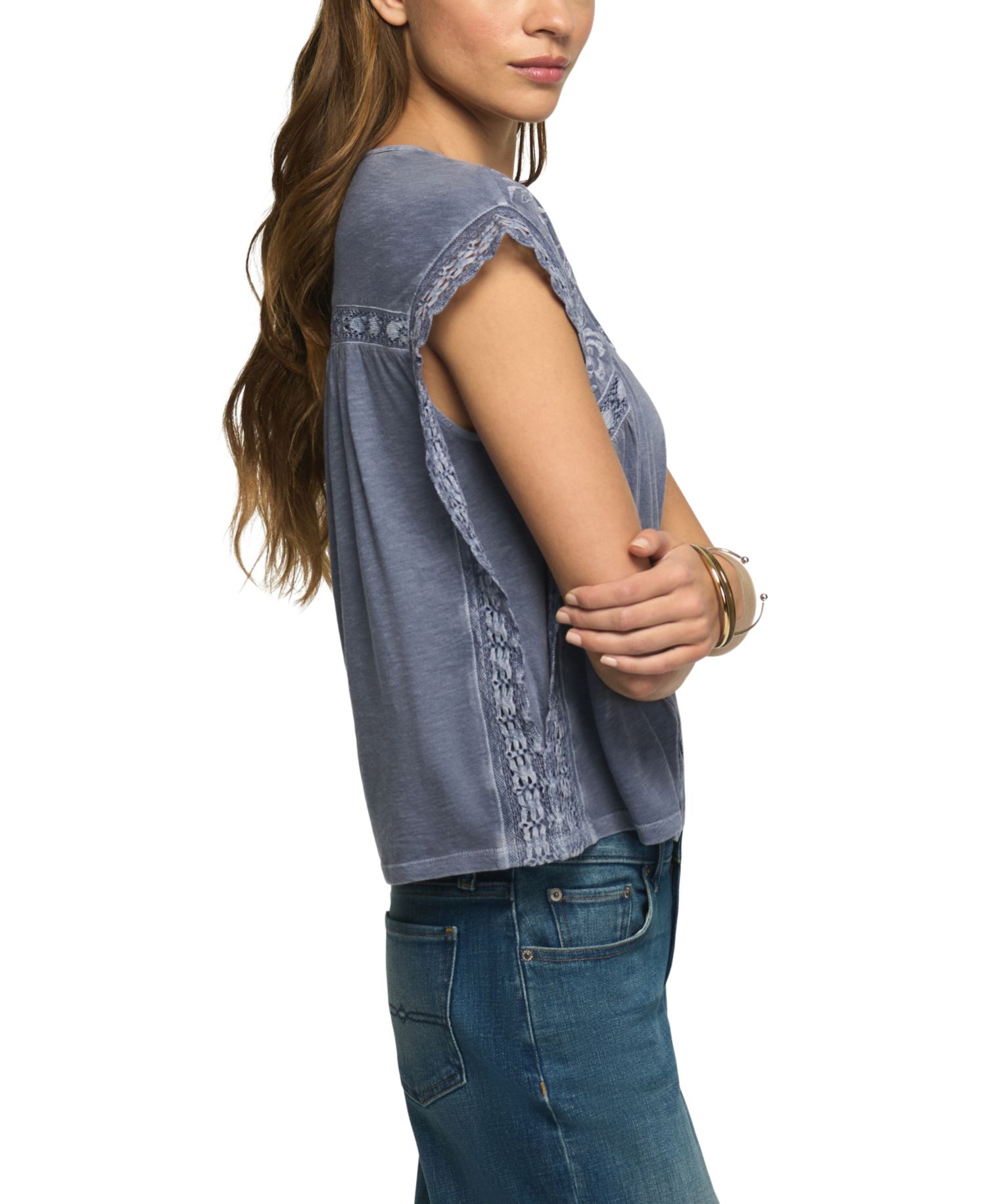 Women's Embroidered Short-Sleeve Boxy Cotton-Blend T-Shirt
