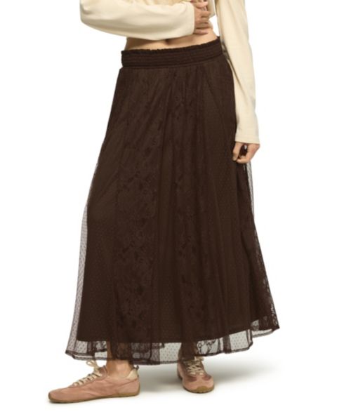 Женская юбка Lucky Brand Allover Lace A-Line High-Waisted Floral Midi, цвет: Шоколадный