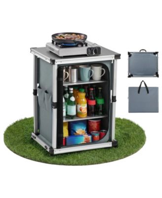 Aluminum Folding Camp Kitchen Cabinet with Three Shelves