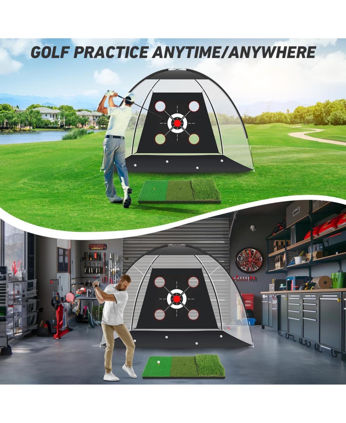 Aofar Golf Net Practice Mat Hitting Aid Driving Chipping Swing Target 10x7feet