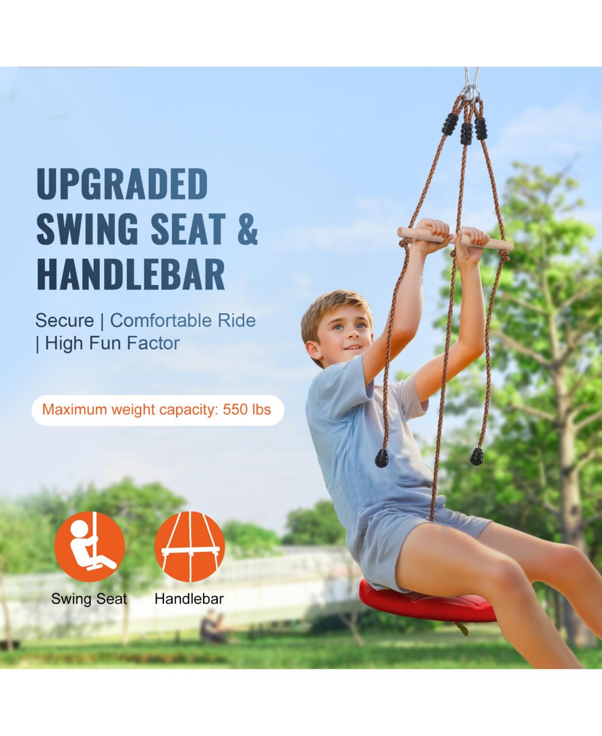 Hongge 65 ft Backyard Zip Line Kit Rated to 500 lb Capacity