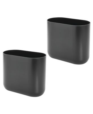 Small Plastic 1.9 Gallon 7 L Oval Bathroom Trash Can, 2-Pack