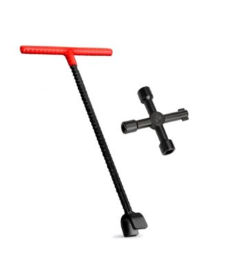 Water Meter Key 16 Inch Steel T-handle 4-way Cross