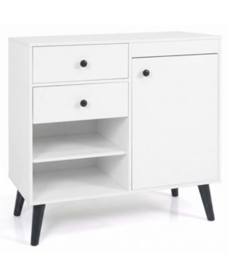 31 Inch Sideboard Cabinet with 2 Open Compartments 2 Drawers and Single-Door Cabinet