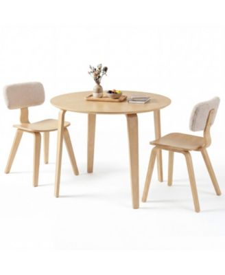 3-Piece Dining Table Set with 2 Padded Chairs and 37.5in Round Rubber Wood Table