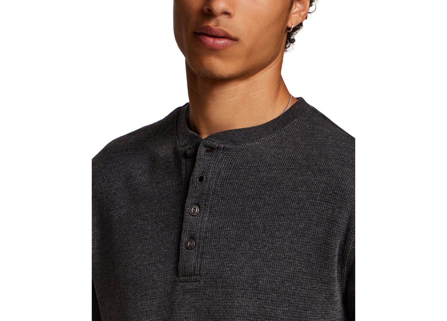 Men's Waffle Henley Long-Sleeve Shirt