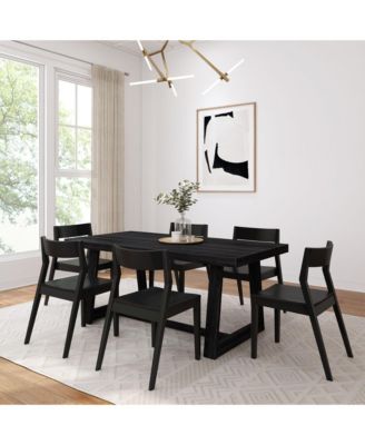 72" Classic Solid Wood Dining Table Set + 6 Chairs