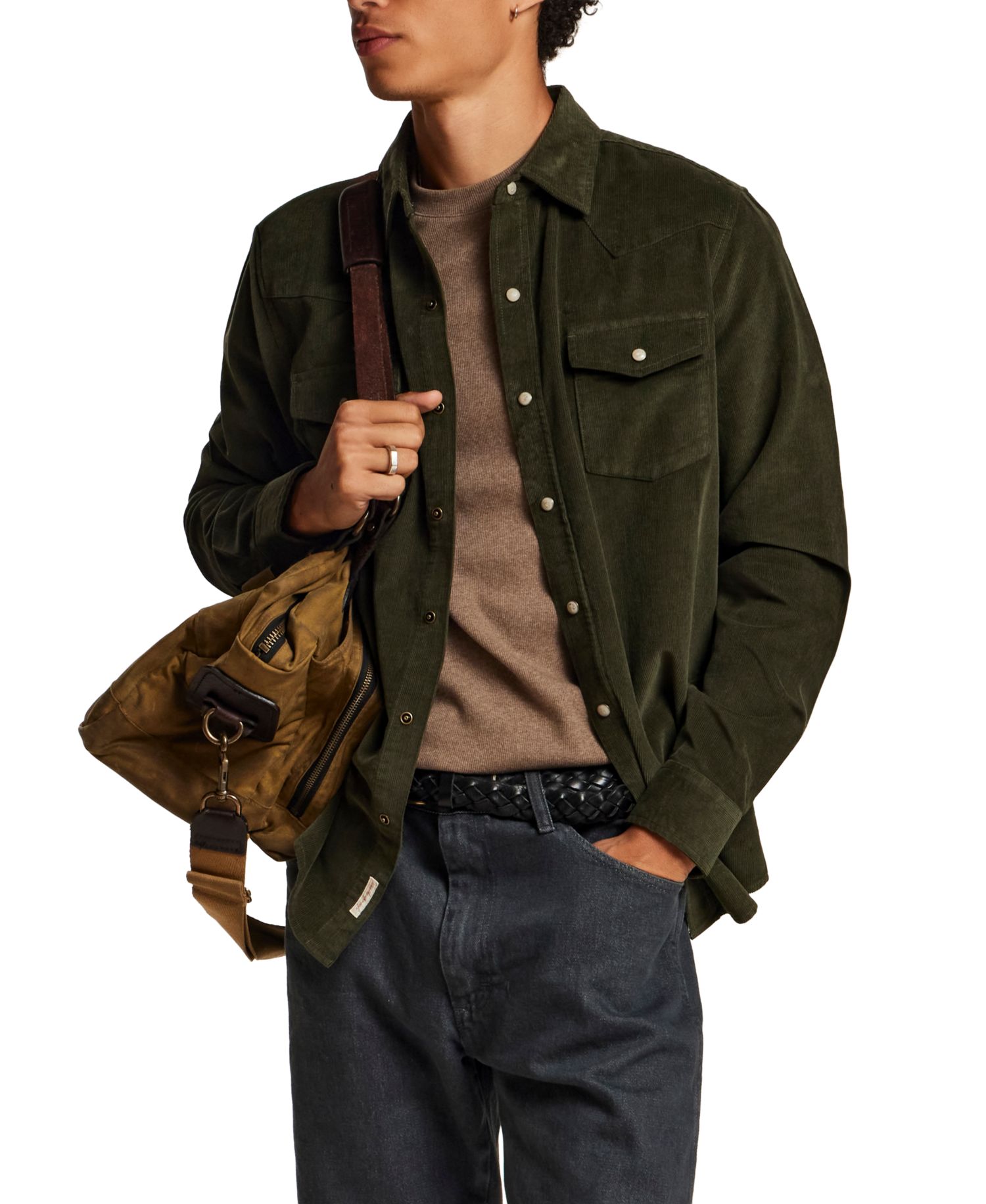 Men's Western Corduroy Long-Sleeve Shirt