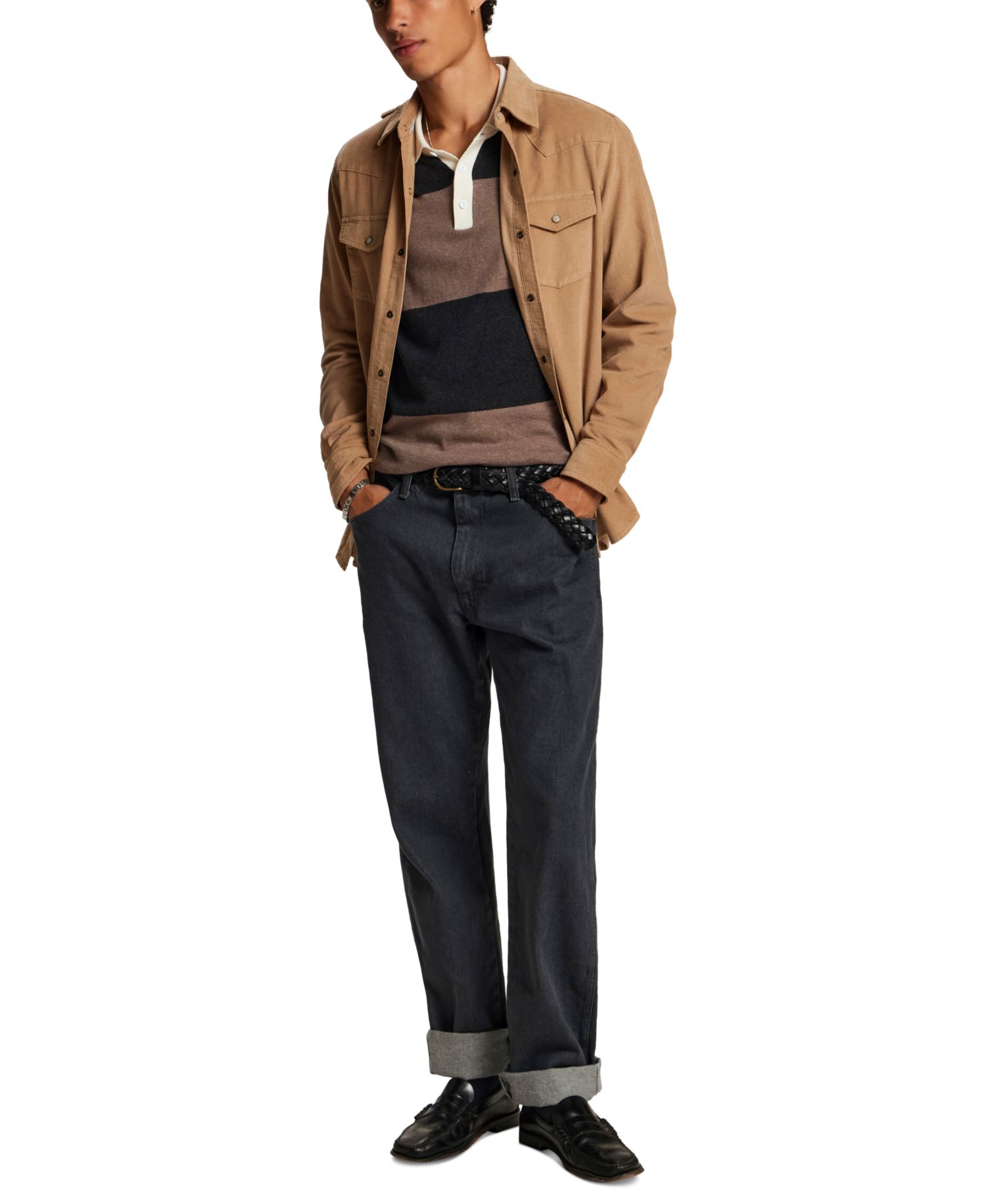 Men's Cotton Cashmere Rugby Polo Sweater