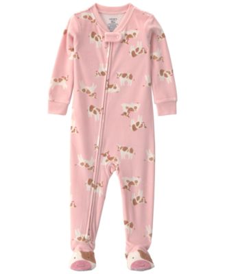 Carters Baby Girls' Cow 2-Way Zip Dream Plush Snug-Fit Footed Pajama 