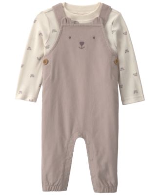 Baby Boys' Bear Print Long-Sleeve T-Shirt and Bear Corduroy Overall, 2-Piece Set