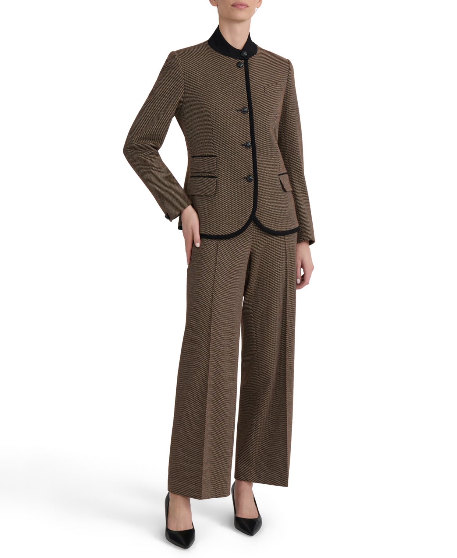Women's Military-Inspired Mini Dot Knit Jacquard Jacket