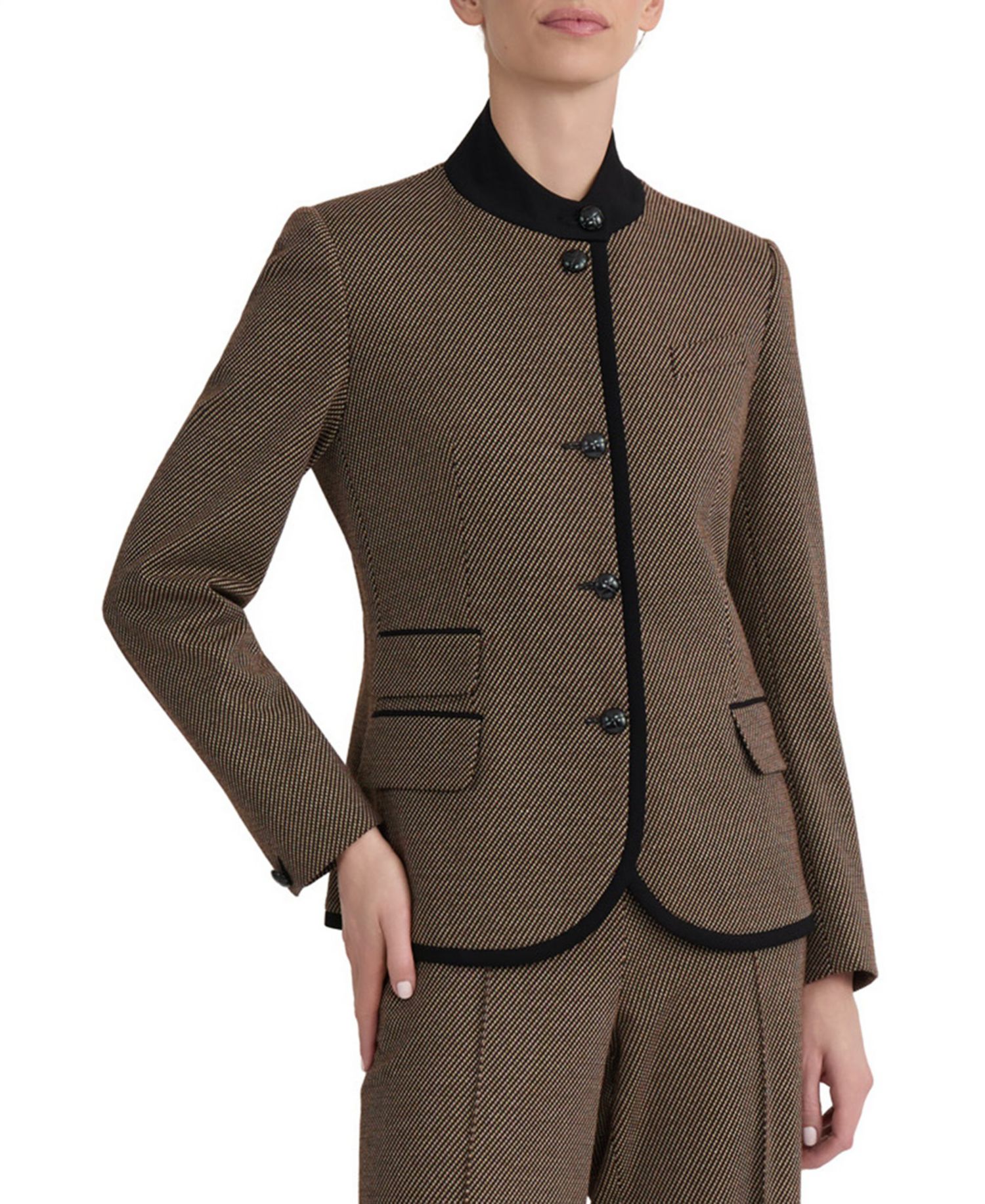 Women's Military-Inspired Mini Dot Knit Jacquard Jacket