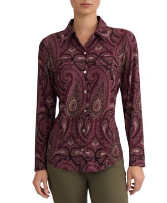 Women's Paisley Long-Sleeve Button-Down Top