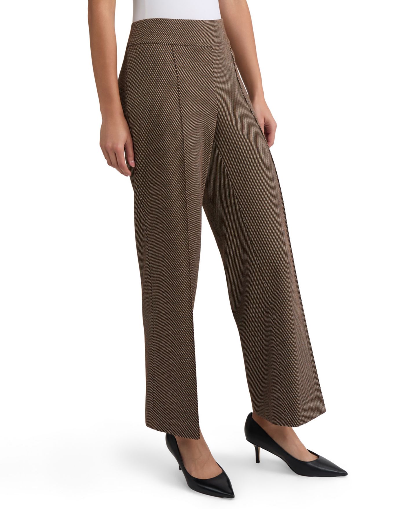 Женские брюки Jones New York Pintuck Wide-Leg Pull-On Ponte, цвет: Натуральный верблюжий разноцветный — фото 2