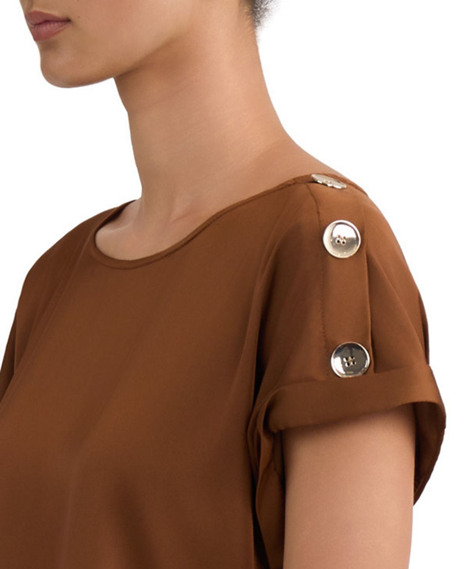Women's Montreal Satin Shoulder Button Detail Blouse