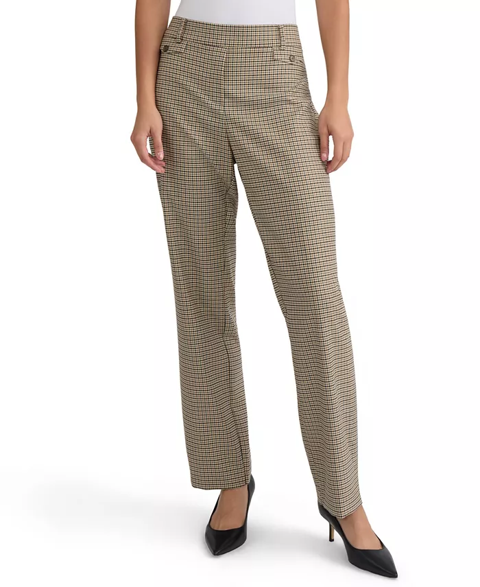 Women's Pull-On Houndstooth Mid-Rise Trousers