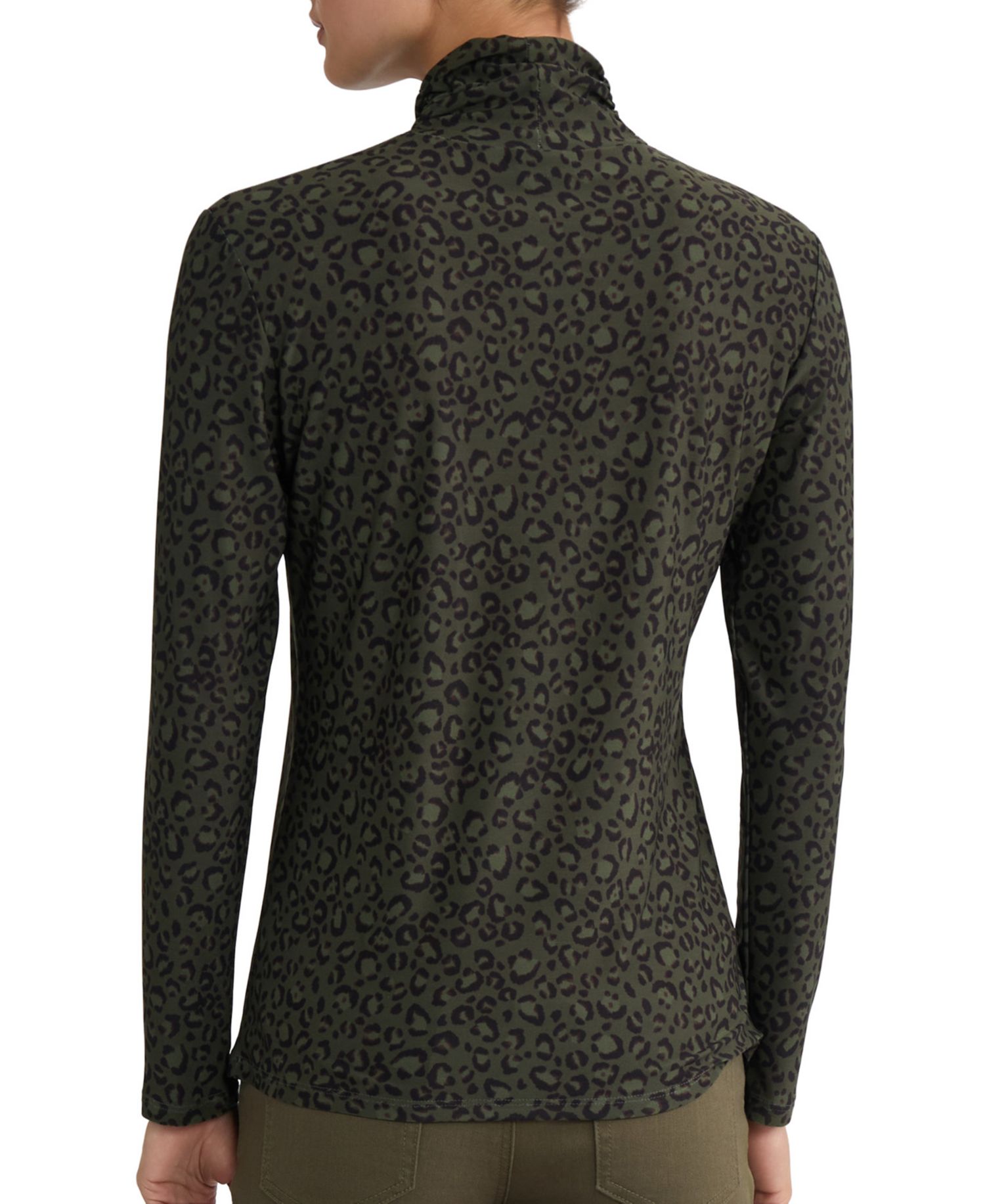 Women's Leopard-Print Long-Sleeve Turtleneck T-Shirt