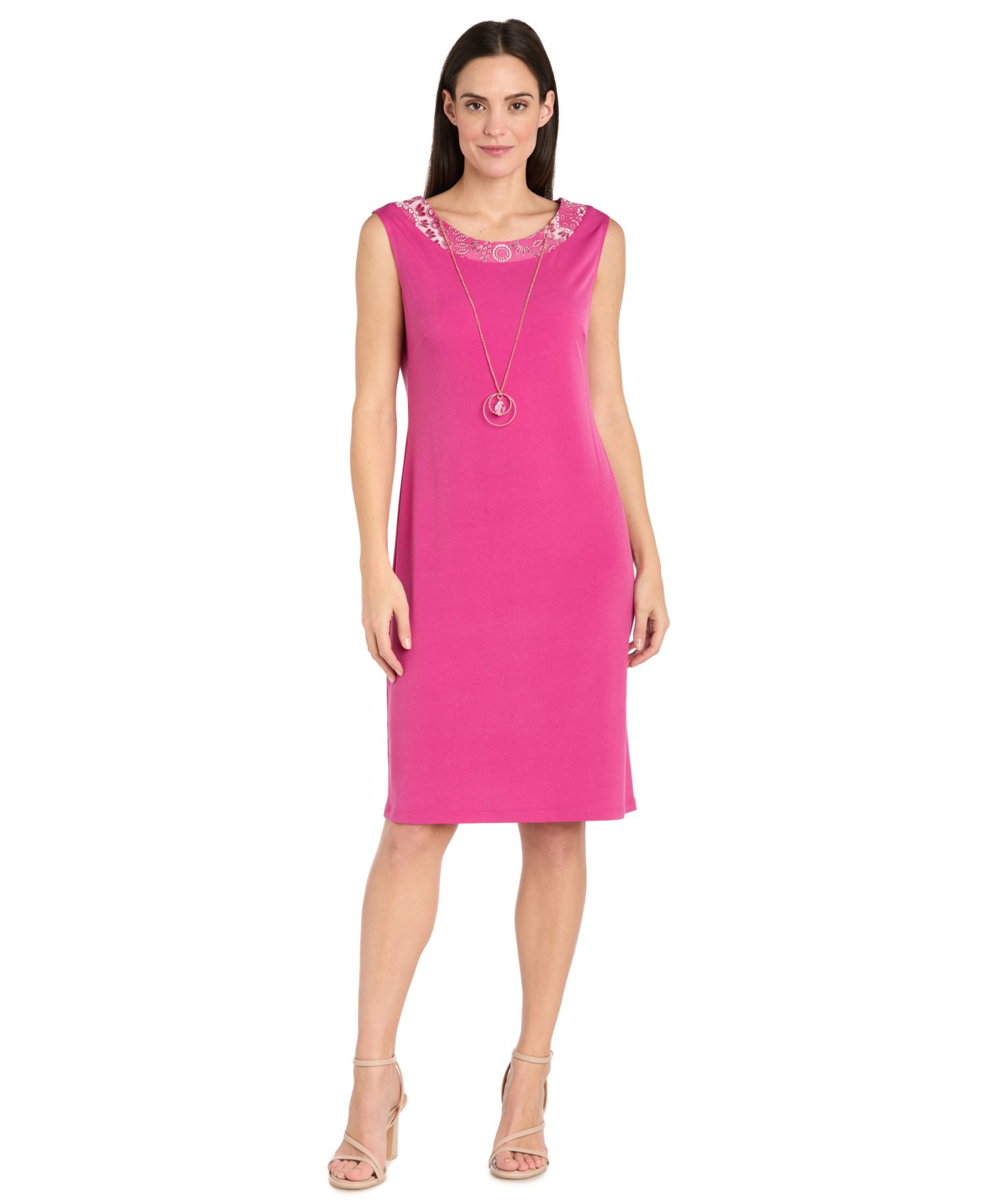 Women's Wedding Guest Scoop-Neck Dress and Printed Mesh Jacket, 2-Piece Set