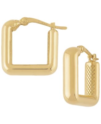 Sculptured Medium V-Shaped Hoop Earrings in 14k Yellow Gold