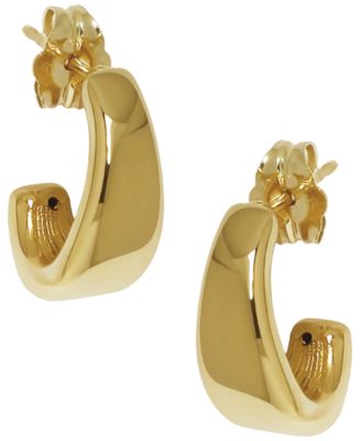 Sculptured Small J Hoop Earrings in 14k Yellow Gold
