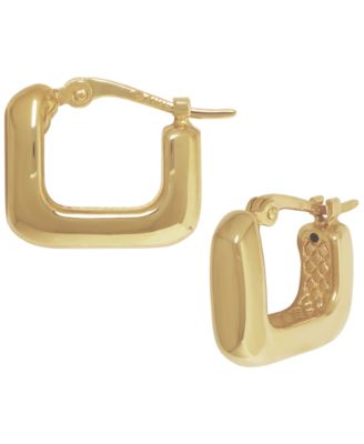 Sculptured Square Mini Hoop Earrings in 14k Yellow Gold
