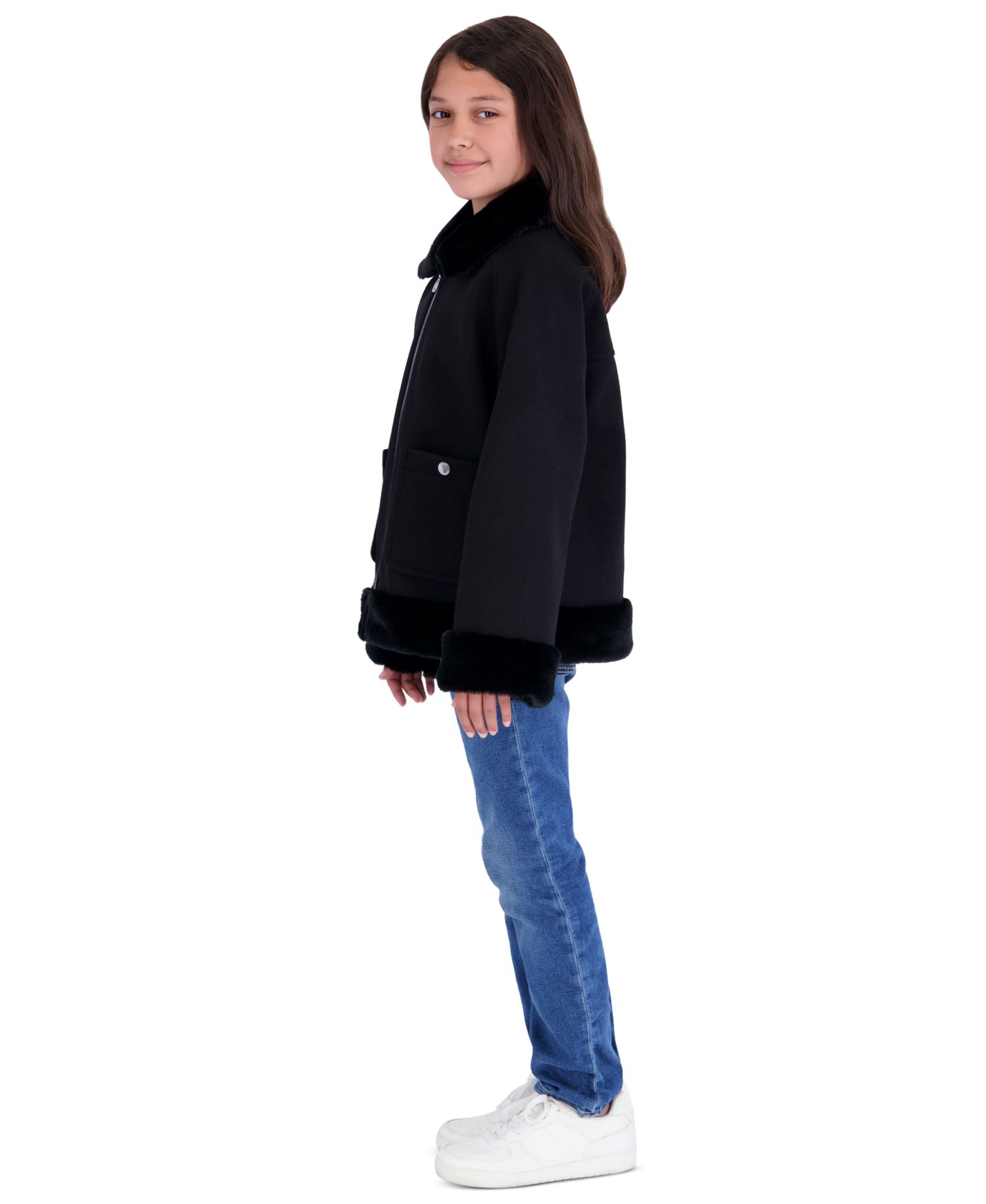 Toddler Girls' 2T-5T Midweight Faux Wool Jacket