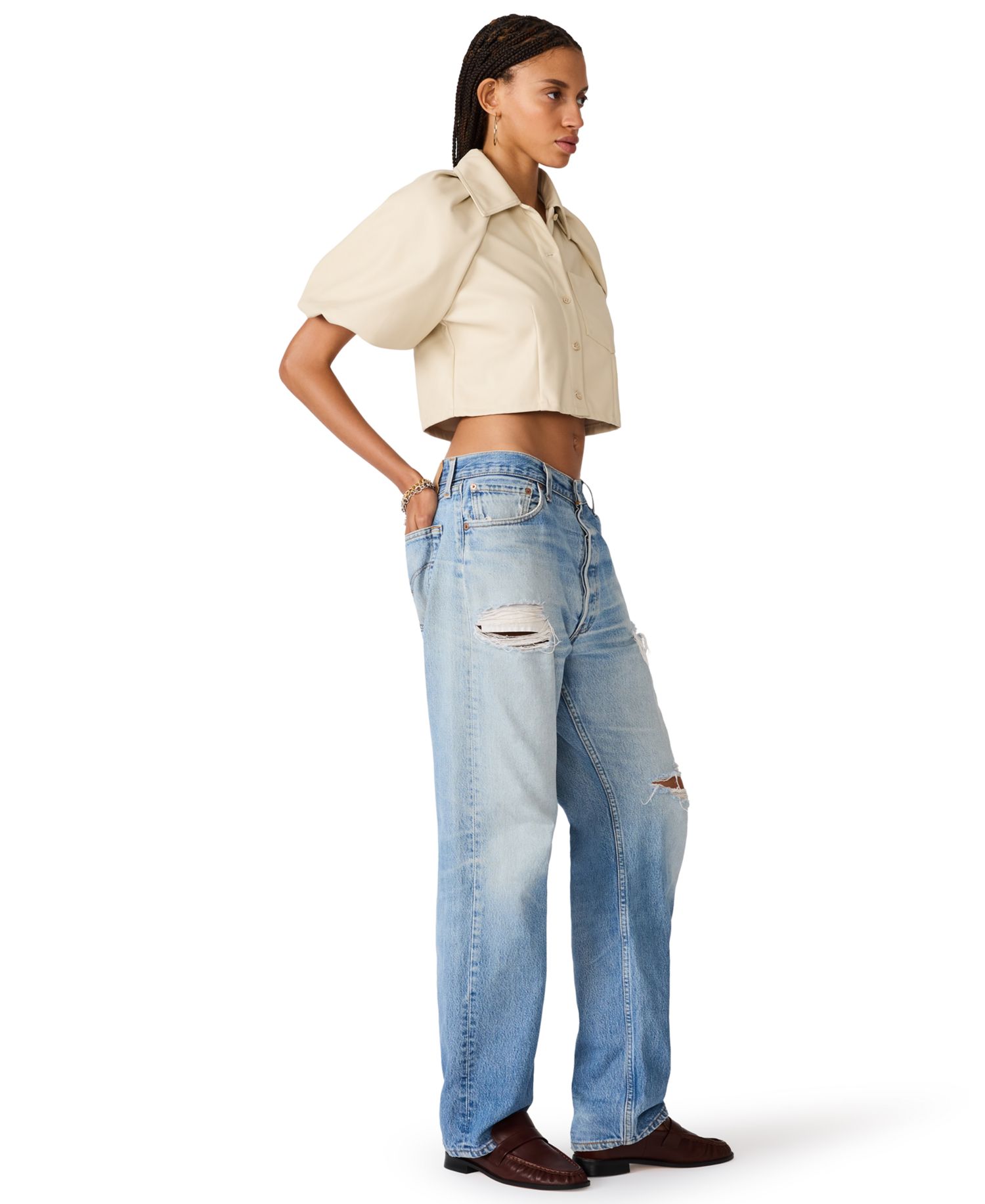 Women's Reece Collared Short-Sleeve Crop Top