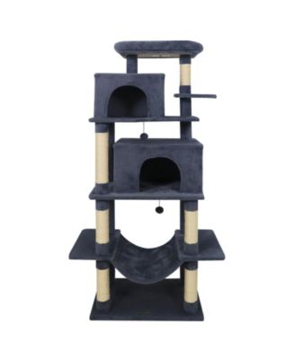 70in Tall Cat Tree Tower With Perch Condos and Hammock for Indoor Cats