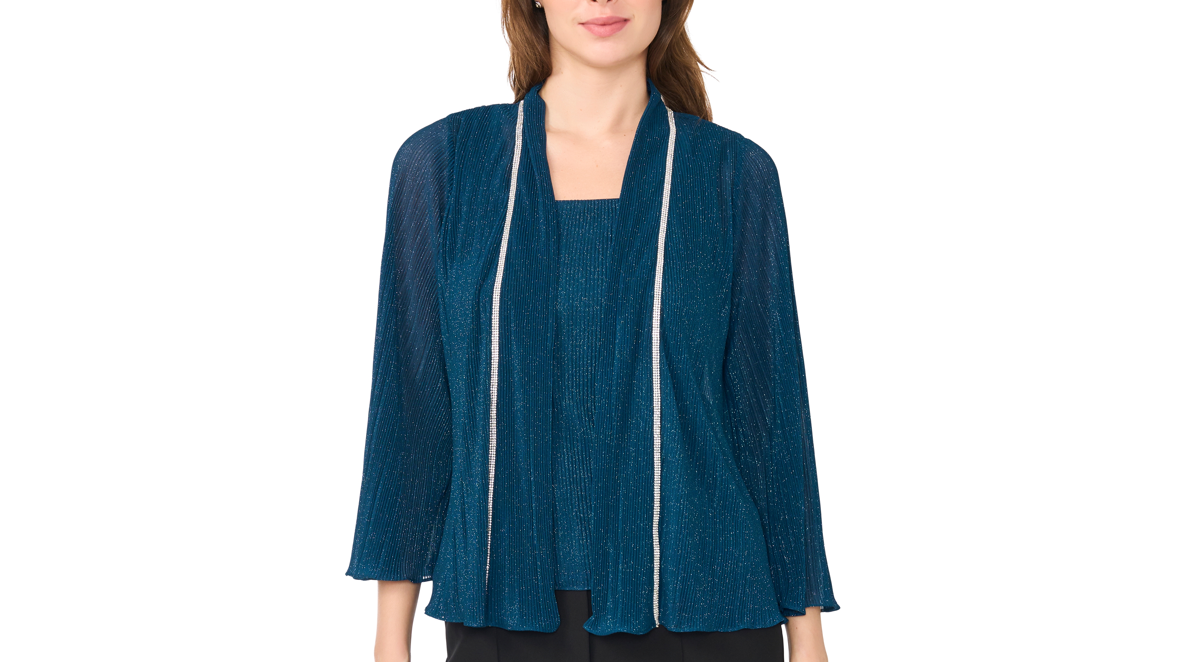 Msk Women's Long Sleeve Shrug with Sleeveless Tank Top