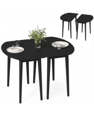 Extendable Oval Dining Table Set with 2 Half-Round Tables for 4-6 People