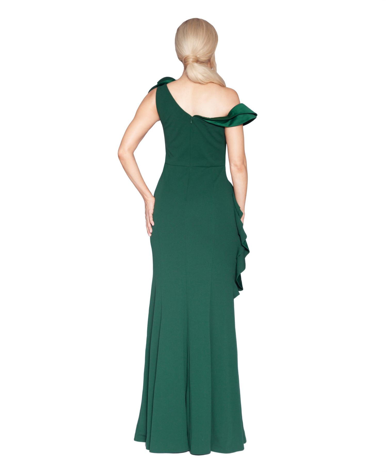 Women's Asymmetric Ruffled Sleeveless Gown