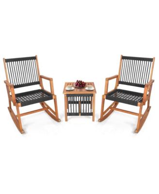 3 Pieces Acacia Wood Rocking Bistro Set