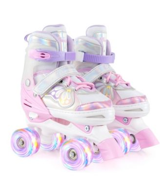 Adjustable Quad Roller Skates, Sizes 5.5-8, Light-Up Wheels, Ages 8-13