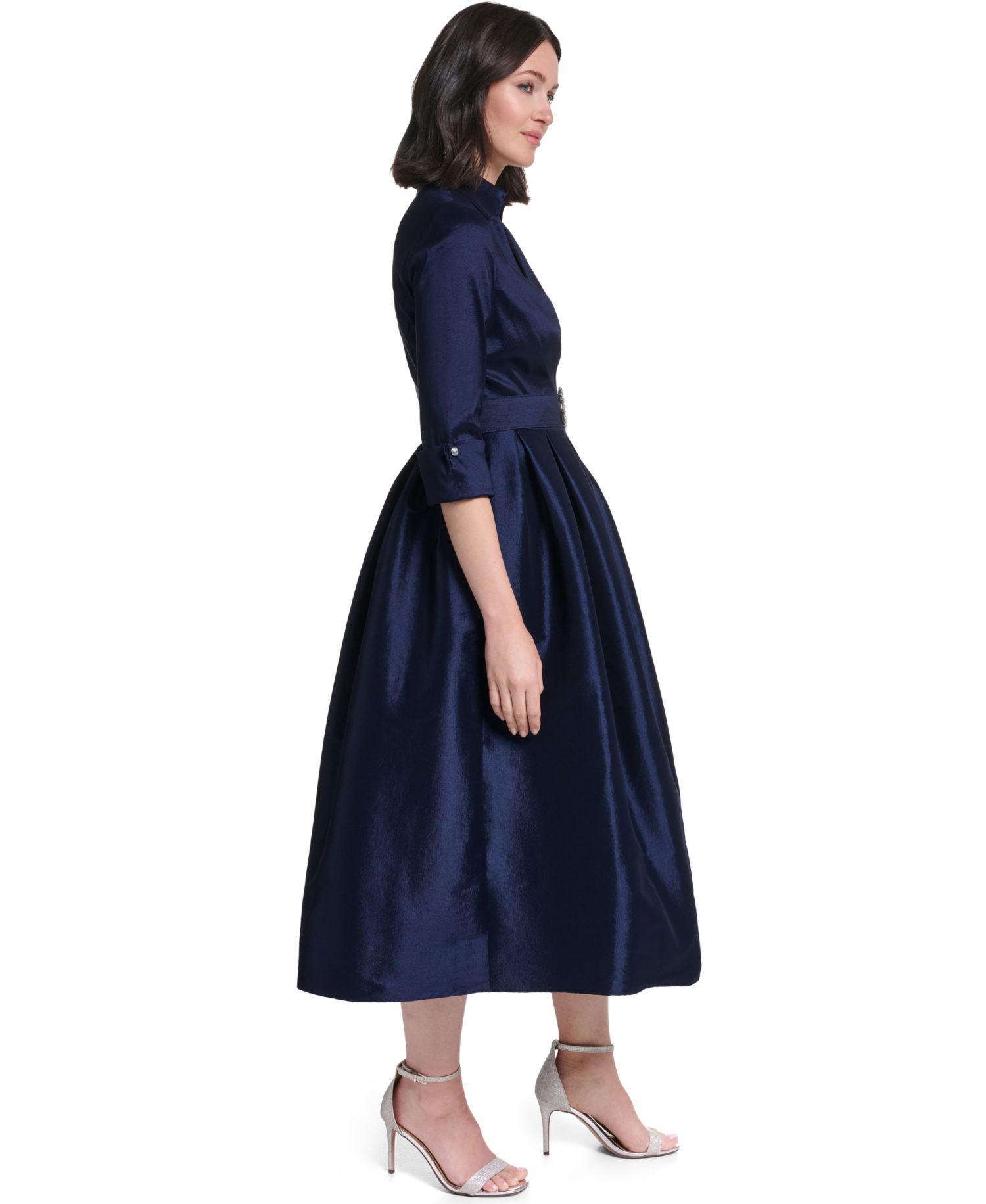 Petite Wedding Guest 3/4-Sleeve Embellished Dress