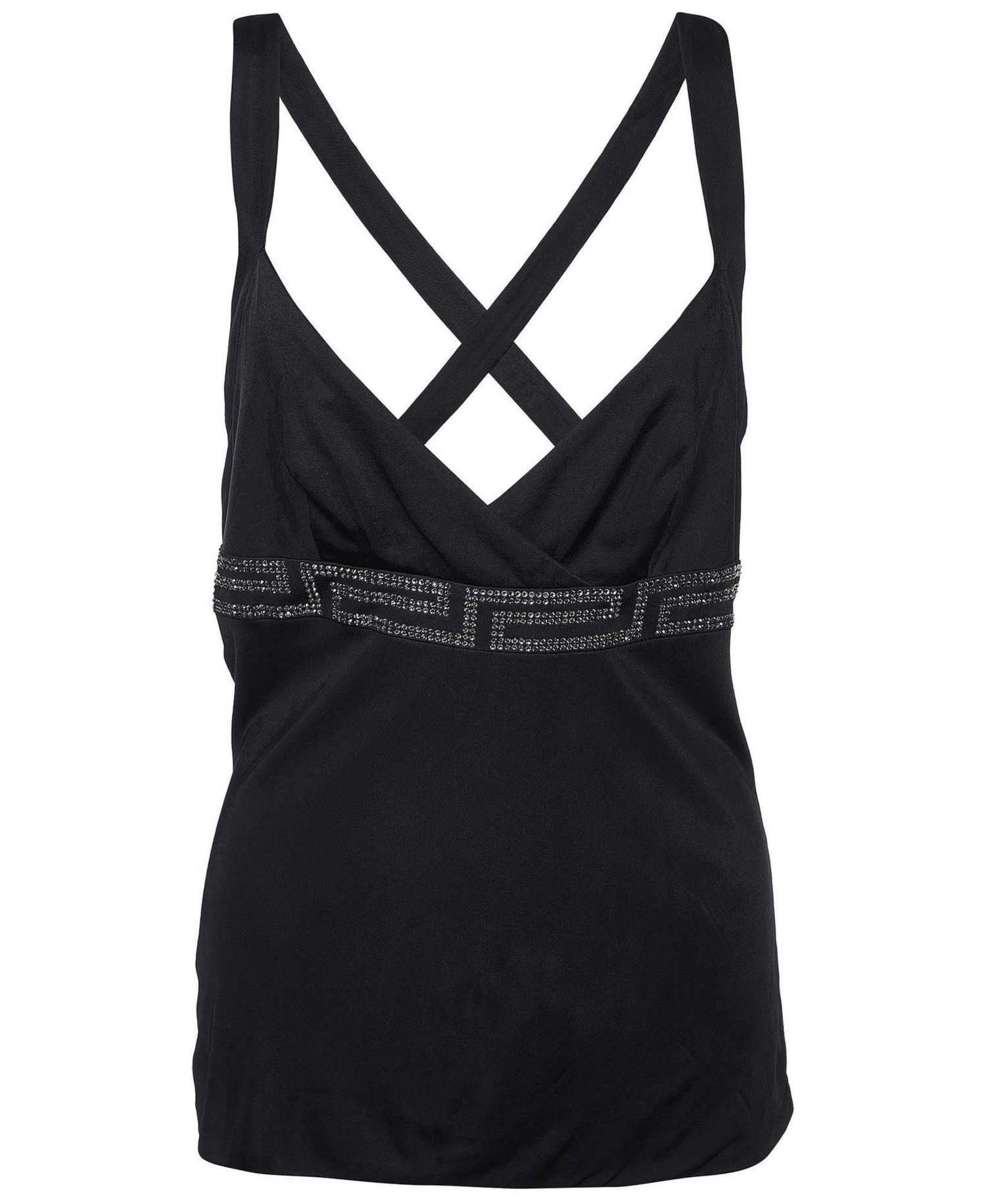 Women's Versace Crystal Greca Embellished Jersey Tank Top