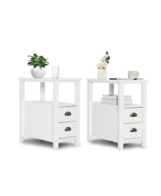 2-Piece Wooden Bedside Nightstand Set with 2 Drawers